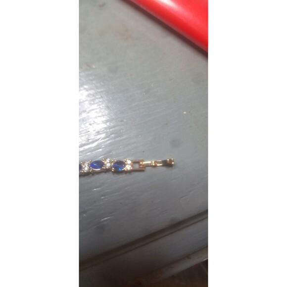 Gold blue Tennis Bracelet women's Crystal elegant GP - Picture 4 of 4